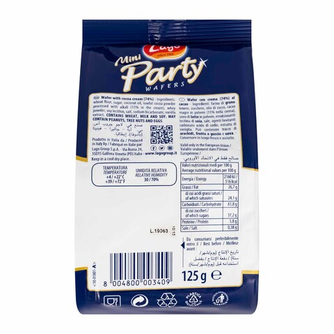 Lago Party Mini Wafer With Cocoa Cream - 125 gram