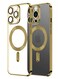 MagSafe Case Magnetic Clear Soft TPU Plating Case Wireless Charging Compatible Shockproof Camera Lens Protection For Apple iPhone 14 Pro Max Gold