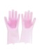 Generic - 2-Piece Silicone Dishwashing Gloves Pink