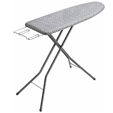 Full Size Ironing Board with Iron Rest, Lightweight Iron Board with Height Adjustable, Extra Thick Heat-Resistant Cover with Padding, Heavy-Duty Sturdy Metal Legs, 110x34&#39;&#39; Grey