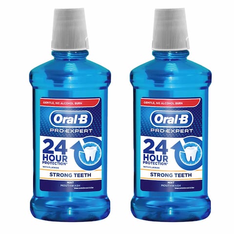 Buy Oral-B Pro-Expert Strong Teeth Mint Mouthwash 500ml Pack of 2 in UAE