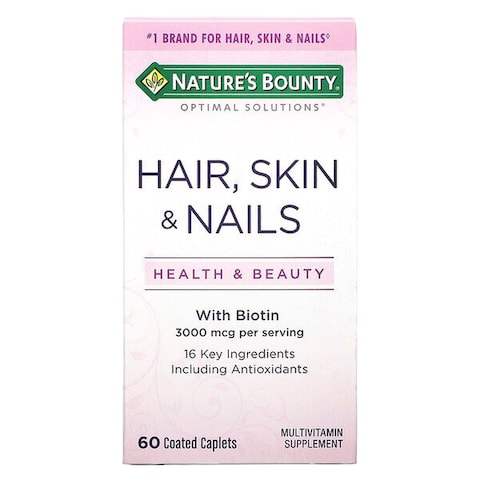 Nature&#39;s Bounty Optimal Solutions Hair Skin And Nails Dietary Supplement 60 Coated Caplets