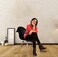 GDF Modern Dining/Coffee Arm Chair Plastic Shell With Wooden Legs Black Color  Model-JEAMS5