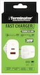 Terminator brand USB Wall Charger with 38W Fast Charging USB-A (QC3) &amp; USB-C (PD) with 13A Plug &amp; Blue Light Indicator-White