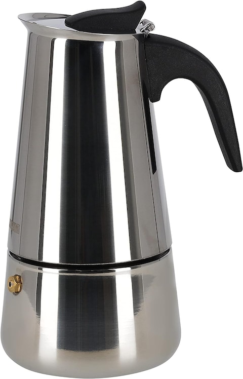 Royalford 6 Cups Stainless Steel Espresso Maker/Moka Pot- Rf10944 Rust And Corrosion Resistant Body With Comfortable Handle Equipped With Safety Valve And Strainer Silver