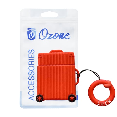 Ozone - Case for Apple AirPod Trunk Series Protective Cover with Silicone Keychain Holder For Airpods 2/1 - Red