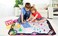 Aiwanto Water Doodle Mat 110x75cm, Water Drawing Mat with 2 Magic Pen, 3 Stamps, 3 Mould and 1 Roller Painting Tools Educational Toy