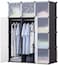 Generic Rizwan01 Plastic 12 Storage Cube Organizer Wardrobe Modular Cabinet With Doors For Clothes, Shoes, Toys (Black And White)