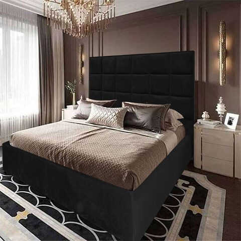 In House Alex Velvet Bed Frame - Single - 200x120 cm - Black