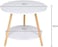 G&amp;T Double Layer Round Wooden End Table, Marble Side Table, Coffee Table, Bedside Table For Living Room With Solid Wood Table Leg - White