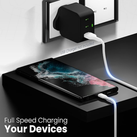 Moxedo Lite USB to USB-C Fast Charging Cable 1M Compatible for Samsung Galaxy S21, Note 20, M12, M52, A13, A23, A53, MacBook Pro, Nintendo Switch, Huawei, PS5, etc. (White)