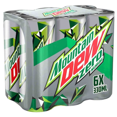 Mountain Dew Zero Sugar Free Soft Drink Can 330ml Pack of 6