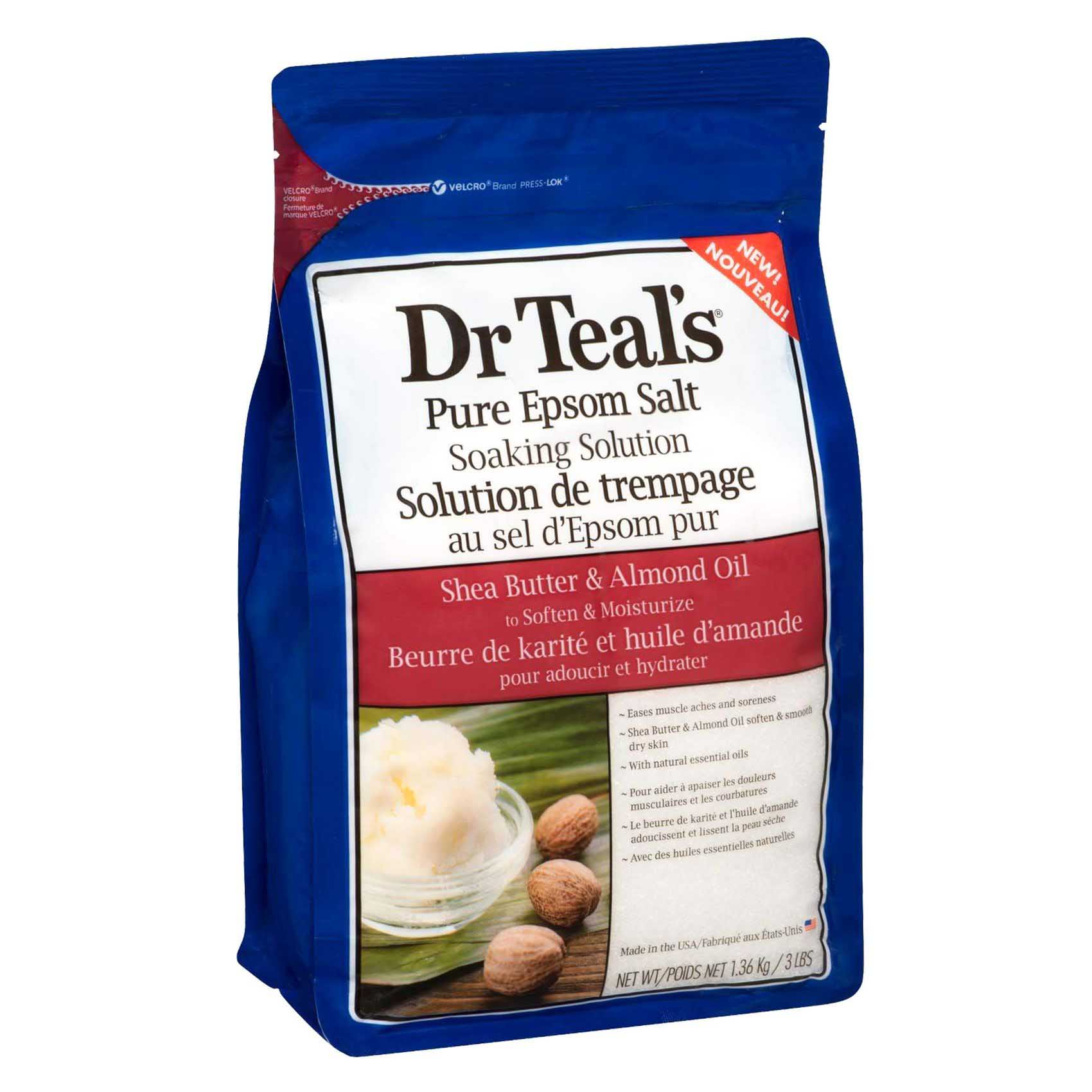 Dr. Teal&#39;s Pure Epsom Salt Soaking Solution With Shea Butter And Almond Oil White 1.36kg