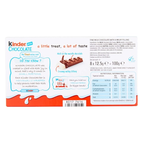 Kinder Chocolate 100G 8 Pieces