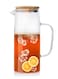 MIBRU Cold Drinks Juice Glass Jug Wood Lid 1500ml Glass Pitcher With Lid Hot And Cold Water Jug, Juice And Iced Tea Beverage Carafe Handmade Water Jug For Water Ice Lemon Tea
