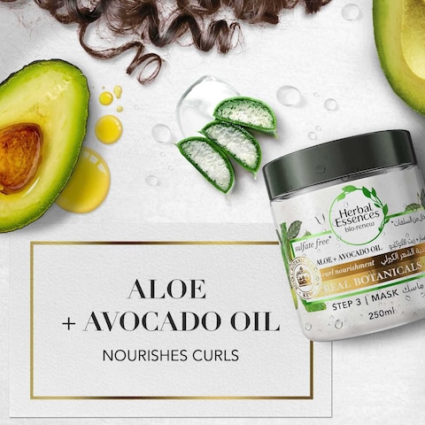 Herbal Essences Sulfate-Free Aloe + Avocado Oil Hair Mask for Curl Moisturizing and Nourishment 250ml