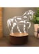 Creative Night Light 3D Warm White Acrylic/Wooden Base Bedroom Small Decorative 3D Lamp Night Lights For Home Decoration, Horse