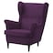 In House 2 Pieces Chair King Velvet With Two Wings And FootStool - Dark Purple - E3