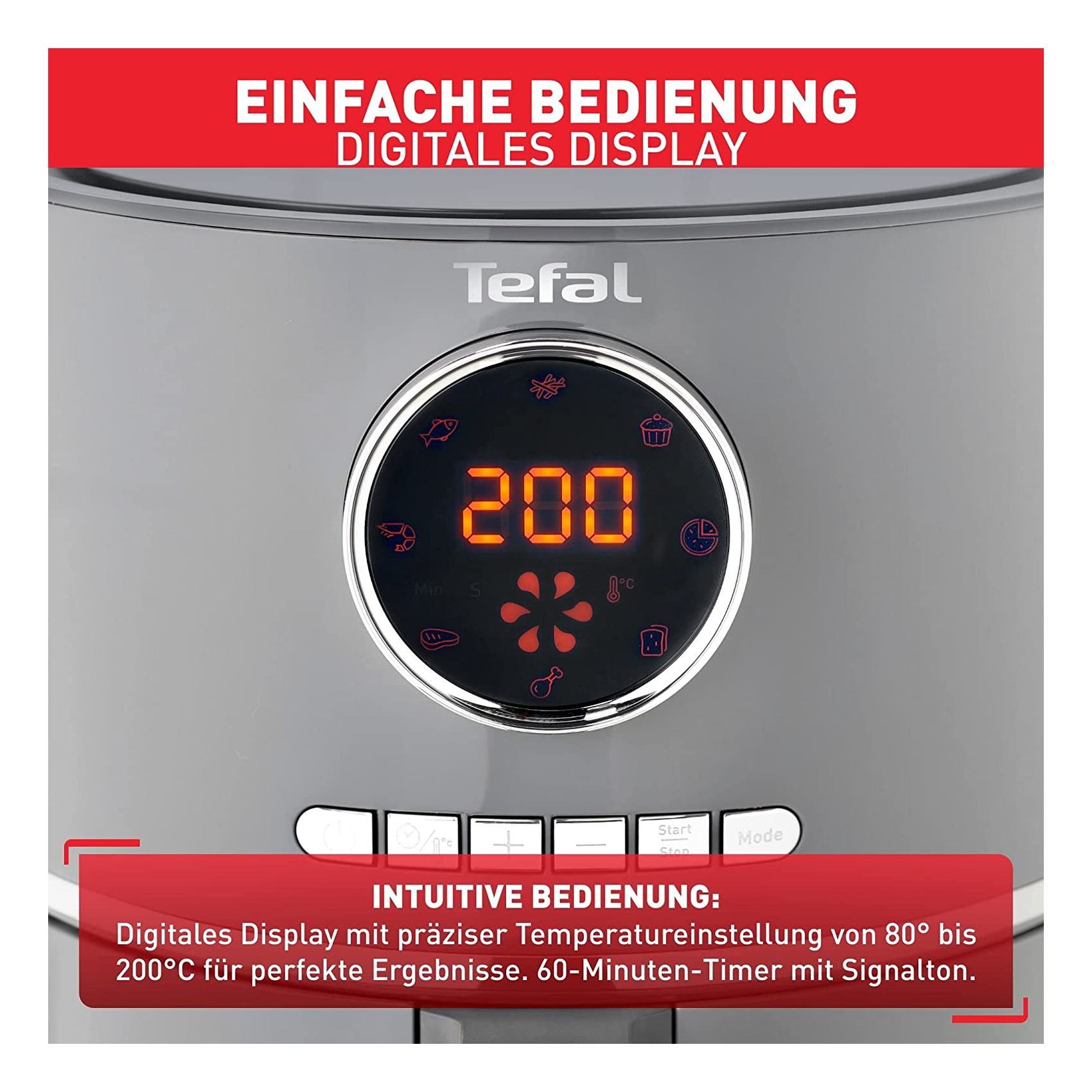 Tefal Ultra Digital Air Fryer EY111B40 Grey &lrm;1400W