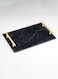 Lowha Decorative Acrylic Serving Tray With Gold Metal Handles And Granite Marble Design 20x30 cm