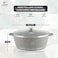 LIFE SMILE Cooking Pot   aluminum Soup Pot With Glass Lid   100% PFOA Free, Fixed Handle   Multi Layer Non-Stick Granite Coating   oven safe &amp; Dishwasher Safe (36CM (13 Liters), Gray)
