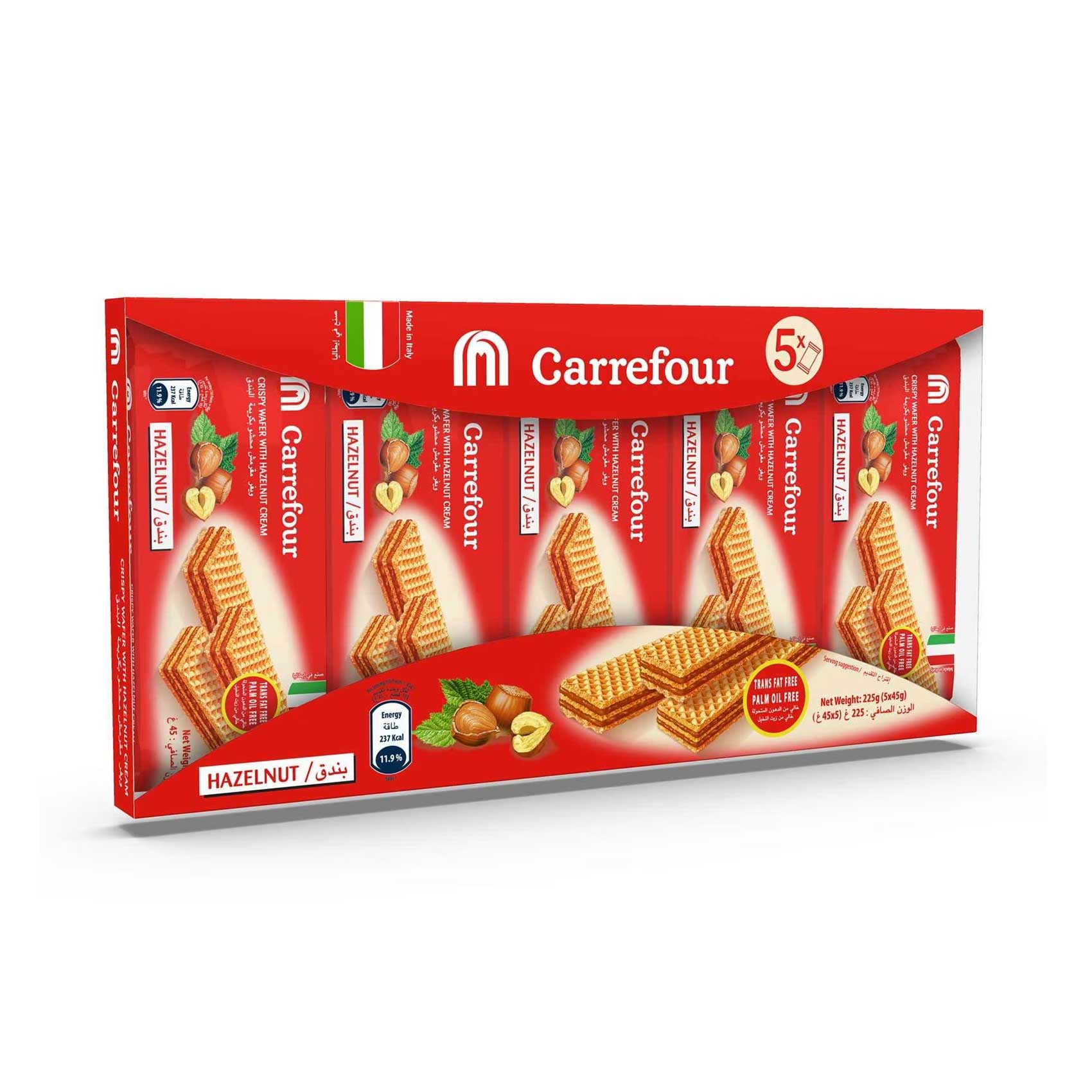 Carrefour Crispy Wafer With Hazelnut Cream 45grx5&#39;s