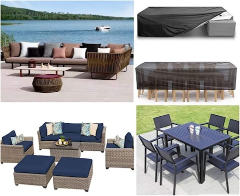 Waterproof Patio Furniture Cover Black,Oxford Garden Furniture Cover, Anti - UV, Windproof, Dustproof, Heat Resistance 270*180*89 cm