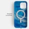 BodyGuardz Carve Marble designed for iPhone 15 Pro MAX case cover compatible with MagSafe with Lanyard - Blue/White