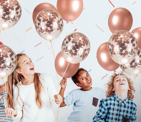 Generic 20 Pcs 12 Inch Balloons Decorations Set Including Rose Gold Latex Balloons And Foil Confetti FilLED Balloons For Party Festival Christmas Birthday Wedding Baby Shower Party Decorations Supply