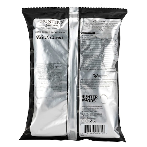 Hunter Foods Hunter&#39;s  Gourmet Black Caviar Hand Cooked Potato Chips 125g