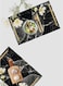 Lowha Decorative Acrylic Serving Tray With Gold Metal Handles And Marble Design 20x30 cm