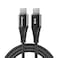 Huntkey C01 - USB-C to USB-C (USB2.0 5A), Cotton Braided Aluminum Shell  iPhone 15, Sumsung, Oneplus Fast Charging Cable, Current: 3A, 2M.