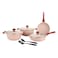 Prestige Essentials Cookware Set Pink and Black 9 PCS