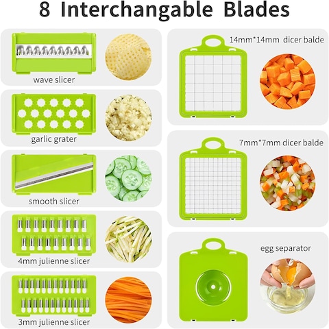 Generic Vegetable Cutter Cube Cutter Vegetable Chopper Vegetable Slicer Suitable For Grating Slices 14 In 1 Multifunctional Cutter Cucumber Slicer Fruit Cutter Potato Cutter