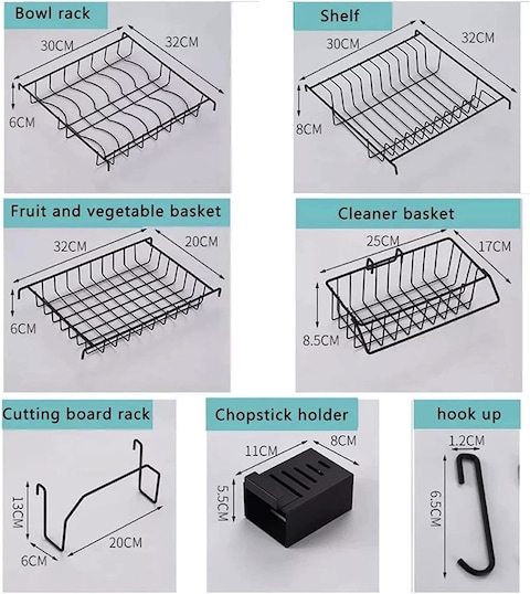 Stainless Steel Over The Sink Dish Drying Rack, Cutlery Holders Drainer Shelf for Kitchen Supplies Storage Counter Organizer Space Saving Rack 86cm Length (Black)