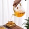 1Chase Borosilicate Stripe Glass Teapot With Infuser For Loose Leaf Tea, Blooming Tea, Flower Tea With Bamboo Handle, 1000 ml