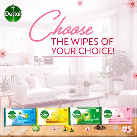 Dettol Skincare Antibacterial Wipes, 10 Pcs (Pack of 5)