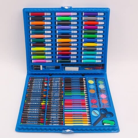 Generic Drawing Set, Art Set, 150 Pieces, Includes Drawing Wax, Crayons, Watercolour Pen, Paintng Oil Pastel And Accessories (Black)