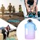 Sluxke Gallon Drinking Bottles With Straw, 128Oz Water Jug With Time Marker Bpa Free Leak Proof Sports Huge Water Bottle