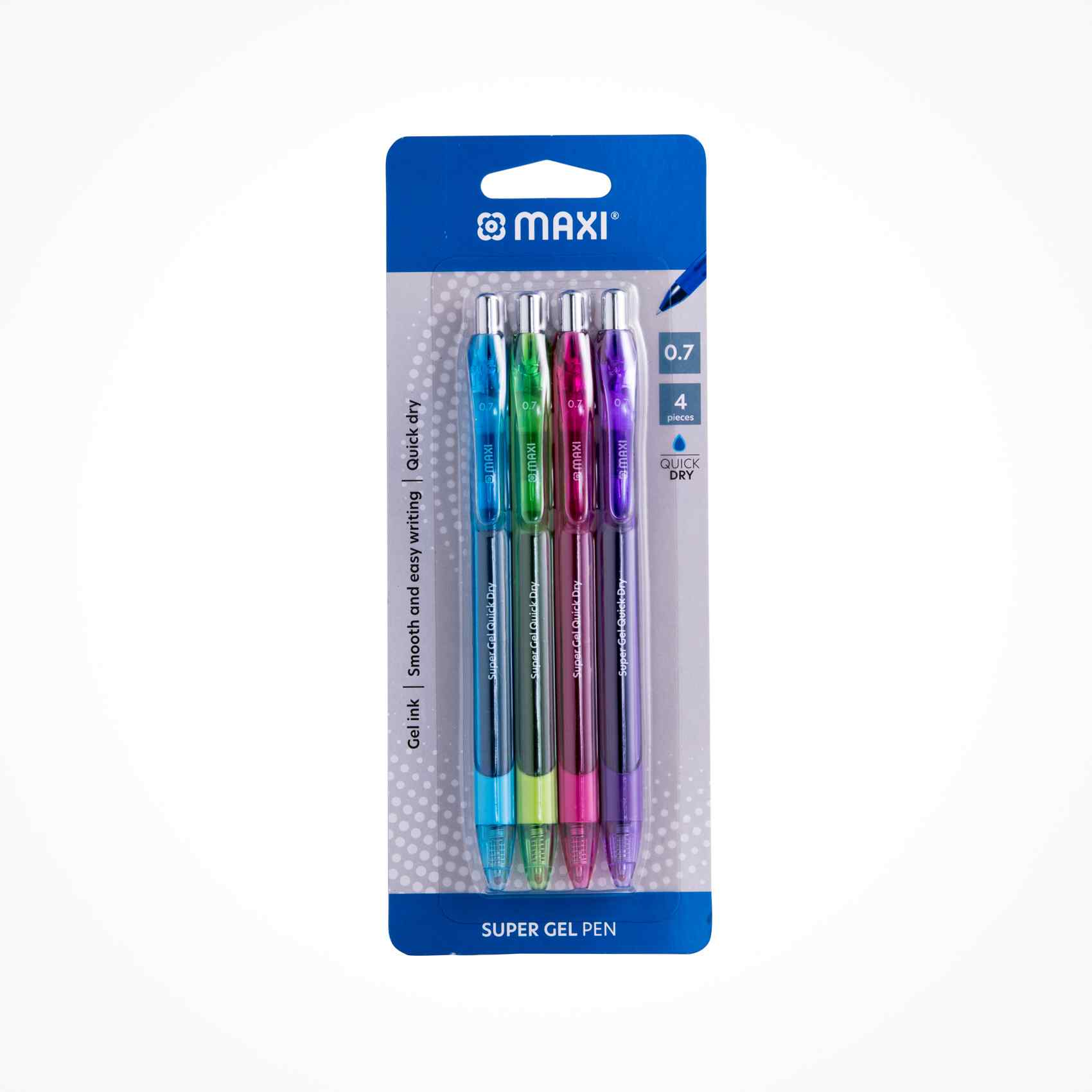 Maxi Super Gel Pen Multicolour 0.7mm 4 PCS