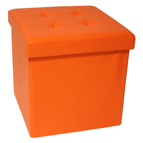 Decor Folding Storage Ottoman Orange