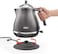 De'Longhi Icona Capitals Grey Vintage Style Kettle, 1.7 L Capacity with Water Level Indicator, 360 Swivel Base, Anti-Slip Feet, Soft Opening Lid, Premium Stainless Steel, KBOT3001.GY