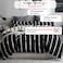 Luna Home Queen size 6 pieces, without filler, black &amp; white stripe design.