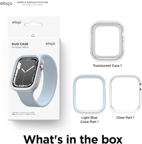 Elago Duo for Apple Watch Series 8/7 (45mm), Series 6/SE/5/4 (44mm) cover case - Clear Light Blue