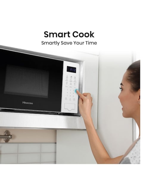 Hisense Digital Solo Microwave Oven Automatic Defrost, 9 Auto Cook Menus, Clock &amp; Timer, Easy Clean 20L, 700W, H20MOWS4, White