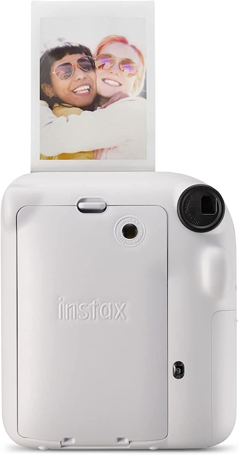 Fujifilm Instax Mini 12 Instant Film Camera, Auto Exposure With Built-In Selfie Lens, Clay White