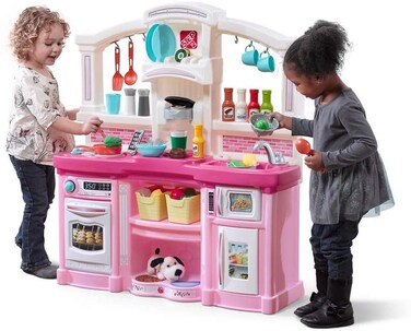 Buy Step2 Fun With Friends Kitchen, Pink Kitchen With Realistic Lights ...