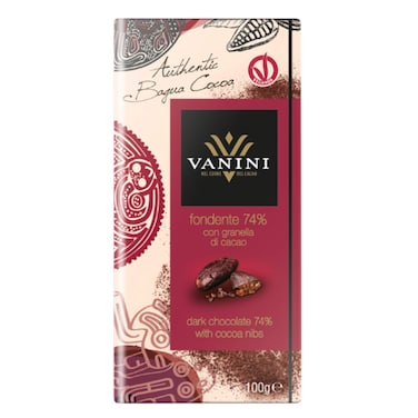 Vanini 74 Dark Chocolate Bar With Cocoa Nibs 100G