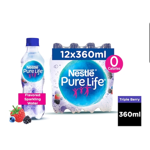 Nestle Pure Life Triple Berry Sparkling Water  - 360 ml - 12
