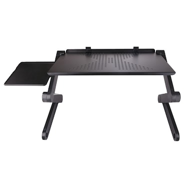 Generic-Adjustable Laptop Stand Aluminum Alloy Bed Table Stand Foldable Legs Laptop Notebook Riser Reading Holder Tray with Mouse Pad
